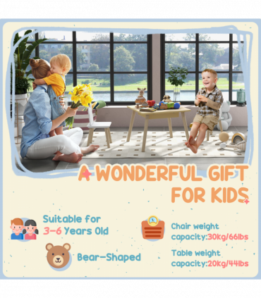 AIYAPLAY 3-Piece Toddler Table and Chairs Set for Nursery, Playroom