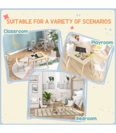 AIYAPLAY 3-Piece Toddler Table and Chairs Set for Nursery, Playroom