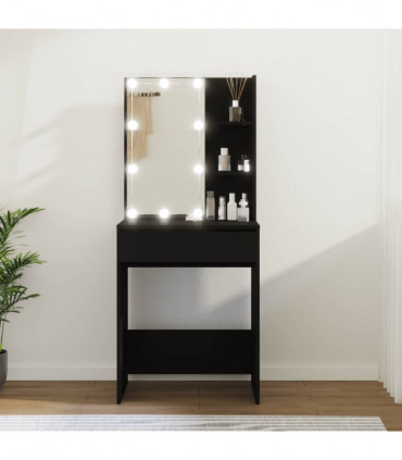 Dressing Table with LED Black 60x40x140 cm