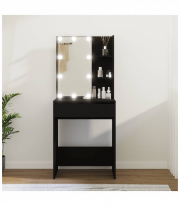 Dressing Table with LED Black 60x40x140 cm