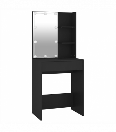 Dressing Table with LED Black 60x40x140 cm