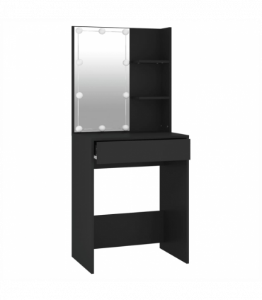Dressing Table with LED Black 60x40x140 cm