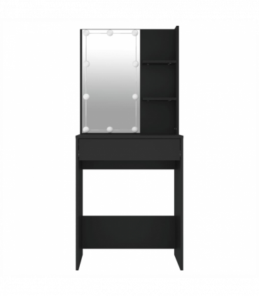 Dressing Table with LED Black 60x40x140 cm