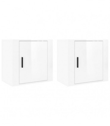 Wall-mounted Bedside Cabinets 2 pcs High Gloss White 50x30x47cm