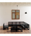 vidaXL 12 Piece Garden Lounge Set Black Solid Pinewood
