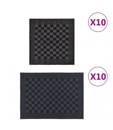 vidaXL 20 Piece Towel Set Black and Grey Cotton