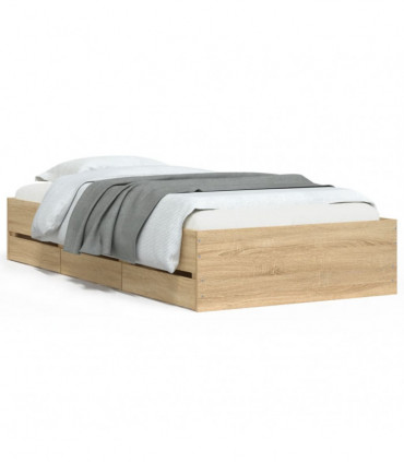 vidaXL Bed Frame with Drawers Sonoma Oak 100x200 cm Engineered Wood
