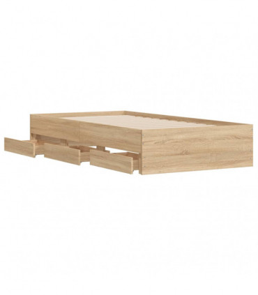 vidaXL Bed Frame with Drawers Sonoma Oak 100x200 cm Engineered Wood