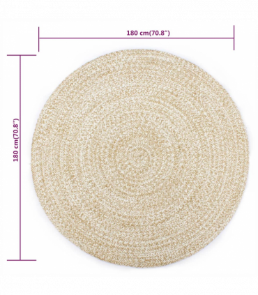 vidaXL Handmade Rug Jute White and Brown 180 cm