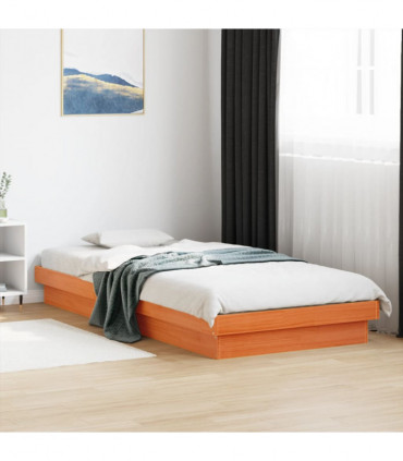 vidaXL LED Bed Frame Wax Brown 100x200 cm Solid Wood Pine