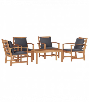 Garden Sofa Set 5 pcs Natural Solid teak wood