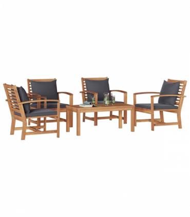 Garden Sofa Set 5 pcs Natural Solid teak wood