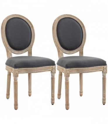 HOMCOM French-Style Dining Chairs Set of 2 with Linen Upholstery, Backrest