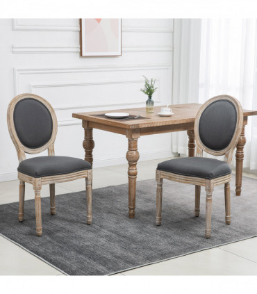 HOMCOM French-Style Dining Chairs Set of 2 with Linen Upholstery, Backrest
