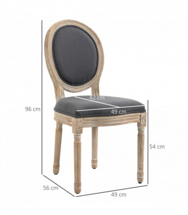 HOMCOM French-Style Dining Chairs Set of 2 with Linen Upholstery, Backrest