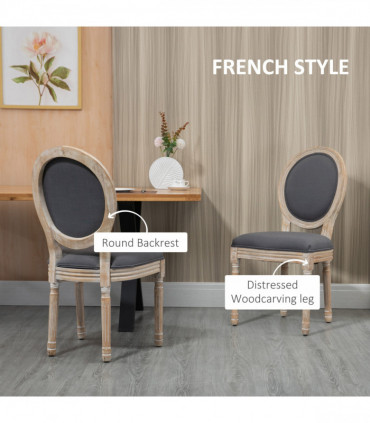 HOMCOM French-Style Dining Chairs Set of 2 with Linen Upholstery, Backrest
