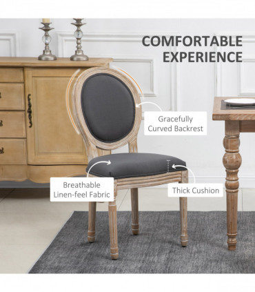 HOMCOM French-Style Dining Chairs Set of 2 with Linen Upholstery, Backrest