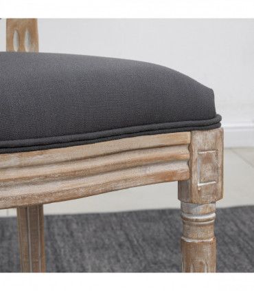 HOMCOM French-Style Dining Chairs Set of 2 with Linen Upholstery, Backrest