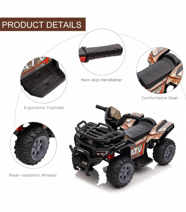 Kids Ride-on Four Wheeler ATV Car Black Electric 2 km/h 45 min Play 18-36 months
