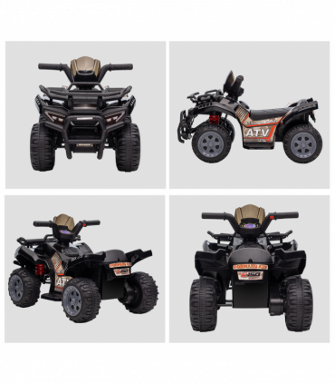 Kids Ride-on Four Wheeler ATV Car Black Electric 2 km/h 45 min Play 18-36 months