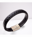 Men's Faux Black Leather Bracelet