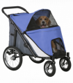 PawHut Foldable Pet Stroller with Cushion, for M, L Dogs - Blue