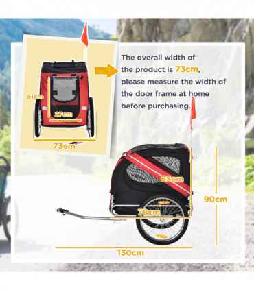 Pet Bicycle Trailer Dog Cat Bike Carrier Water Resistant W/ Hitch Coupler Red