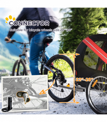 Pet Bicycle Trailer Dog Cat Bike Carrier Water Resistant W/ Hitch Coupler Red