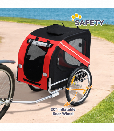 Pet Bicycle Trailer Dog Cat Bike Carrier Water Resistant W/ Hitch Coupler Red