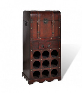 Wooden Wine Rack for 9 Bottles with Storage
