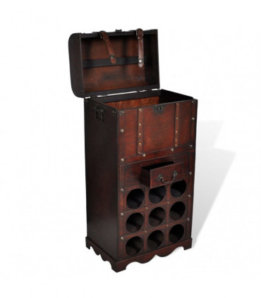 Wooden Wine Rack for 9 Bottles with Storage