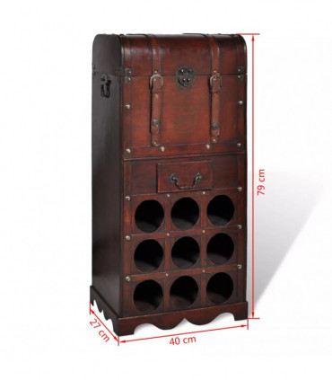 Wooden Wine Rack for 9 Bottles with Storage