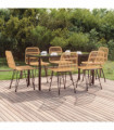 vidaXL 7 Piece Garden Dining Set Poly Rattan