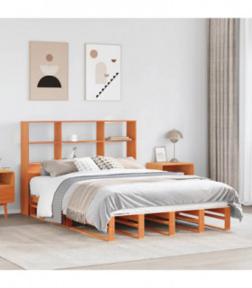 vidaXL Bookcase Bed without Mattress Wax Brown 135x190 cm Double Solid Wood
