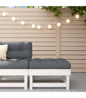 vidaXL Garden Footstool with Cushion White Solid Wood Pine