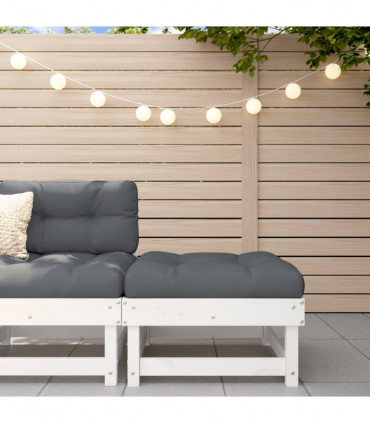 vidaXL Garden Footstool with Cushion White Solid Wood Pine