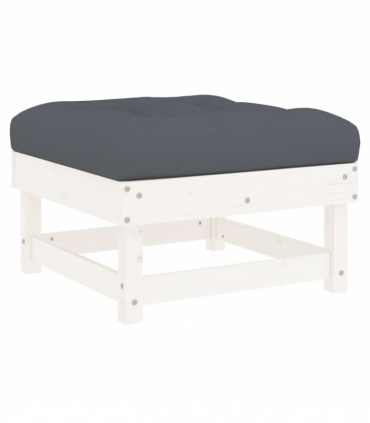 vidaXL Garden Footstool with Cushion White Solid Wood Pine