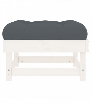 vidaXL Garden Footstool with Cushion White Solid Wood Pine