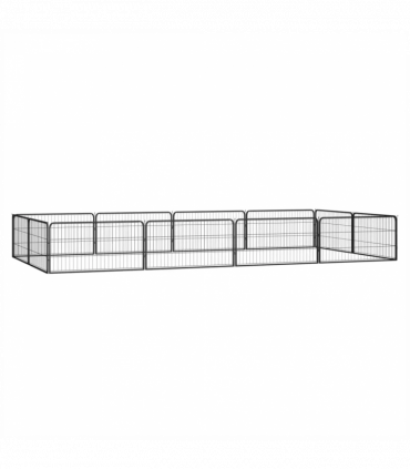 12-Panel Dog Playpen Black 100x50 cm Powder-coated Steel