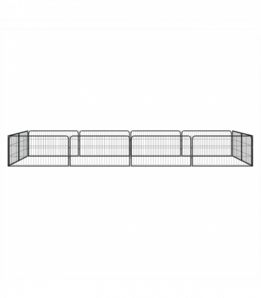 12-Panel Dog Playpen Black 100x50 cm Powder-coated Steel