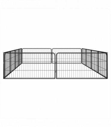 12-Panel Dog Playpen Black 100x50 cm Powder-coated Steel