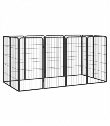 12-Panel Dog Playpen Black 50x100 cm Powder-coated Steel