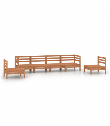 6 Piece Garden Lounge Set Honey Brown Solid Pinewood