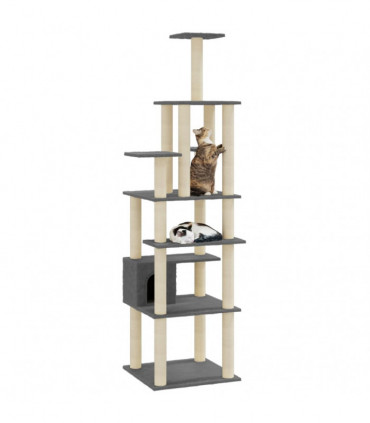 Cat Tree with Sisal Scratching Posts Dark Grey 183 cm
