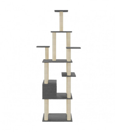 Cat Tree with Sisal Scratching Posts Dark Grey 183 cm