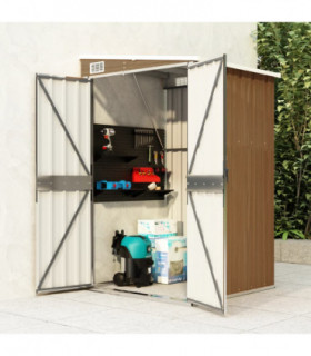 Wall-mounted Garden Shed Brown 118x100x178 cm Galvanised Steel