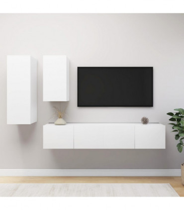 vidaXL 4 Piece TV Cabinet Set White Engineered Wood