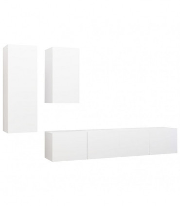 vidaXL 4 Piece TV Cabinet Set White Engineered Wood