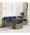 vidaXL 5 Piece Garden Sofa Set with Cushions Grey Poly Rattan Acacia