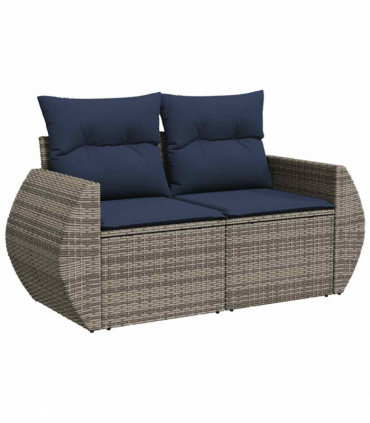vidaXL 5 Piece Garden Sofa Set with Cushions Grey Poly Rattan Acacia
